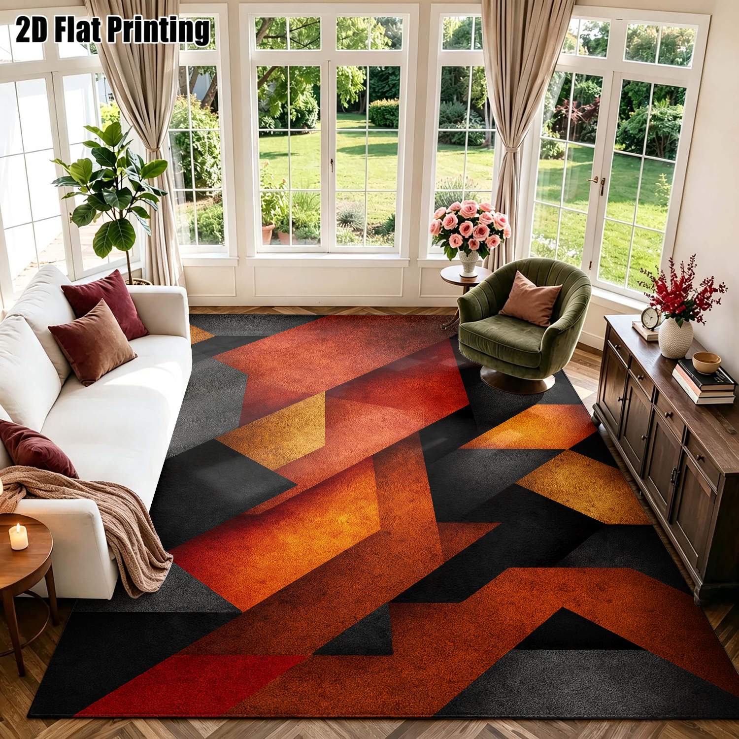 Printed Rug Abstract - 1 tappeto stampato in 2D: motivi