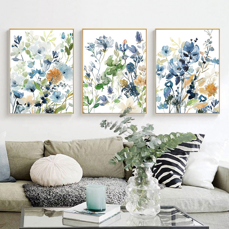 Interior Design Scandinavian - Poster da Parete con Fiori Vintage,